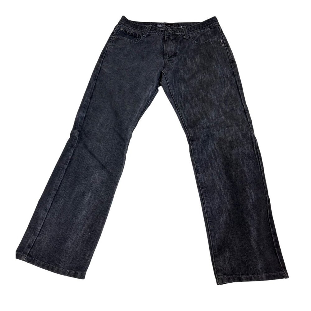 Southpole Mens Relaxed Fit 34x32 Black Denim Jeans With Classic Five-Pocket Desi